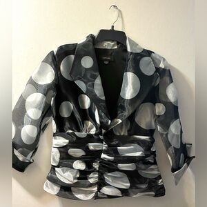 R&M Richards Black & White Polka Dot Top